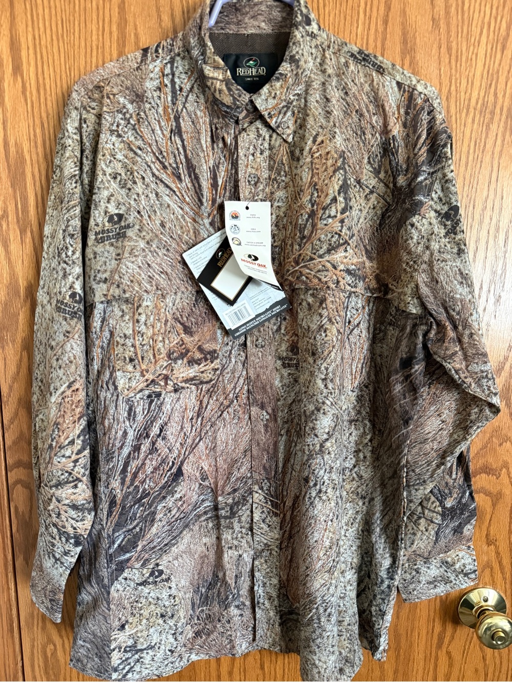 Redhead Mossy Oak Camo Vented Hunting Shirt Long Sleeves 2 Pockets Men's Size Lg